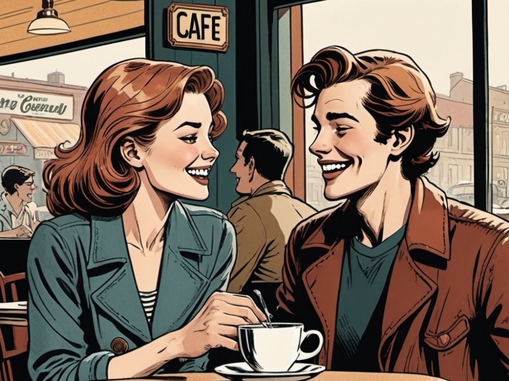 Friends talking in a cafe