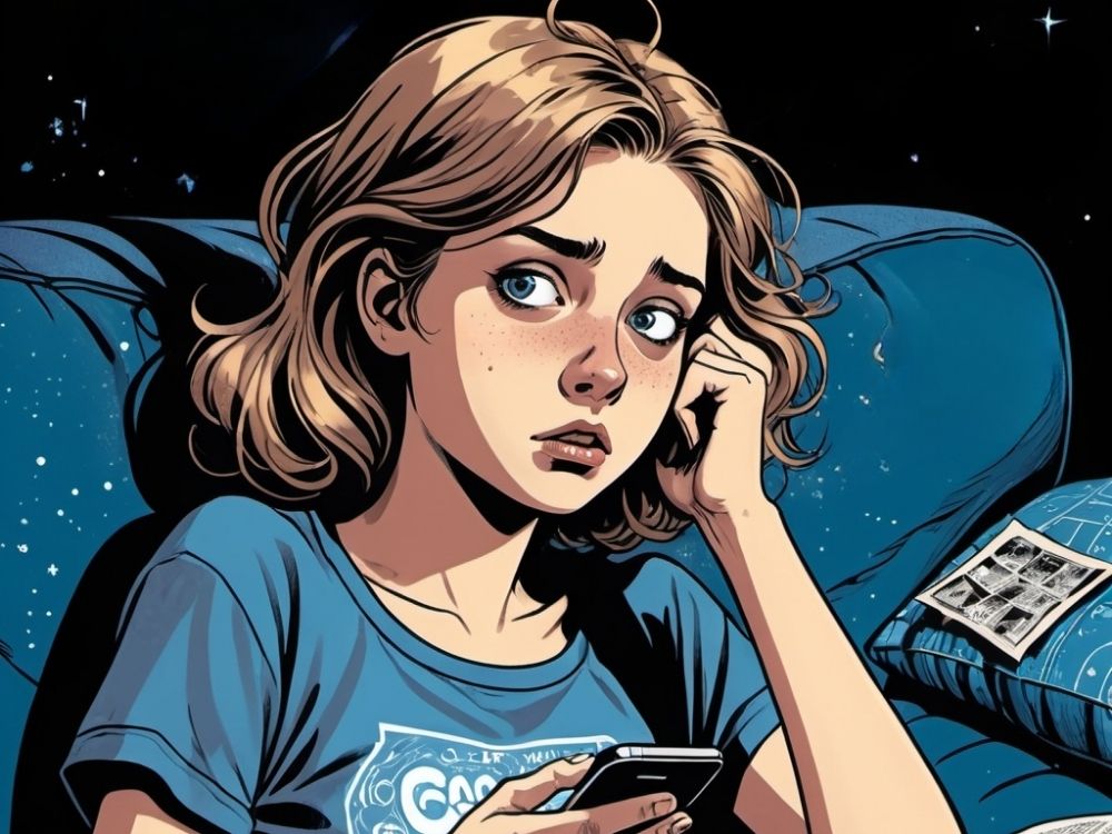 Teenagers looking at their phones