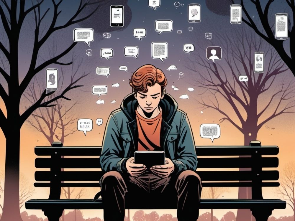 People absorbed in their screens